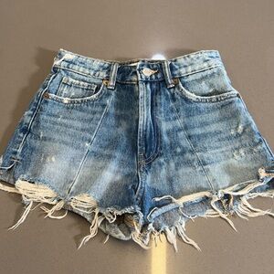 Zara Frayed Hem Blue Jean Shorts